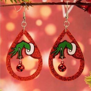 Festive Red and Green Teardrop Earrings